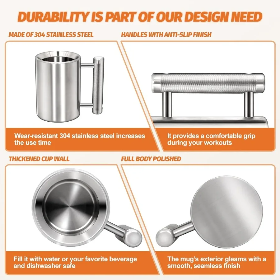 Heavy Coffee Mug Challenge 304 Stainless Steel Dumbbell Cups Silver Overweight Sports Water Cup for Fitness Training Arm Strengt