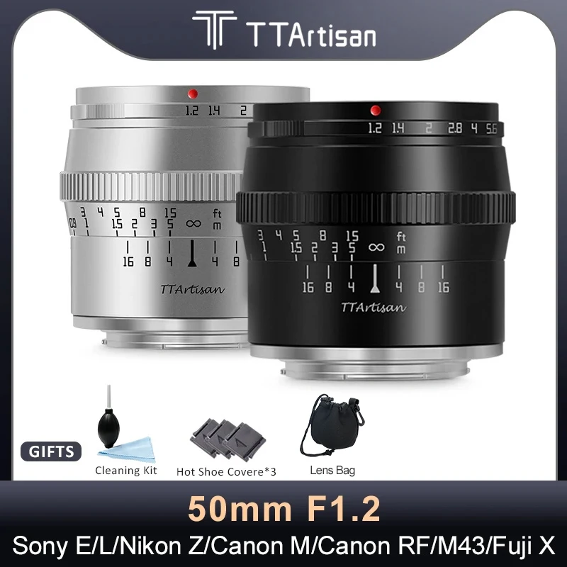 Ttartisan 50Mm F1.2 Aps-C Obiettivo Per Fotocamera Con Messa A Fuoco Manuale Per Canon Eos M Canon Rf Nikon Z Sony E Fujifilm X Leica L Macro 4/3 Foto