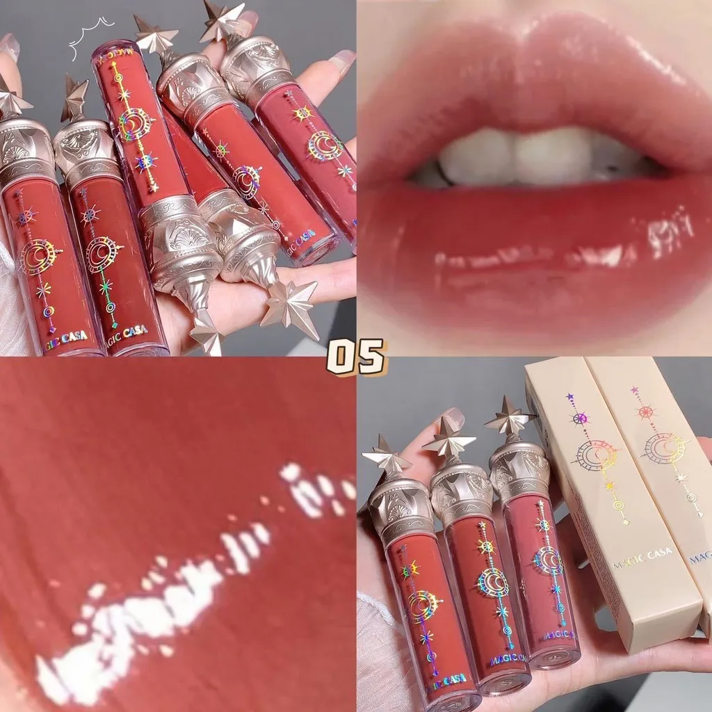 Moisturizing Berry Lip Gloss,Hydrating Glass Glow Lips With Thick Matte Finish,Long-Lasting Wear,Star Stripe Design-Gift 4