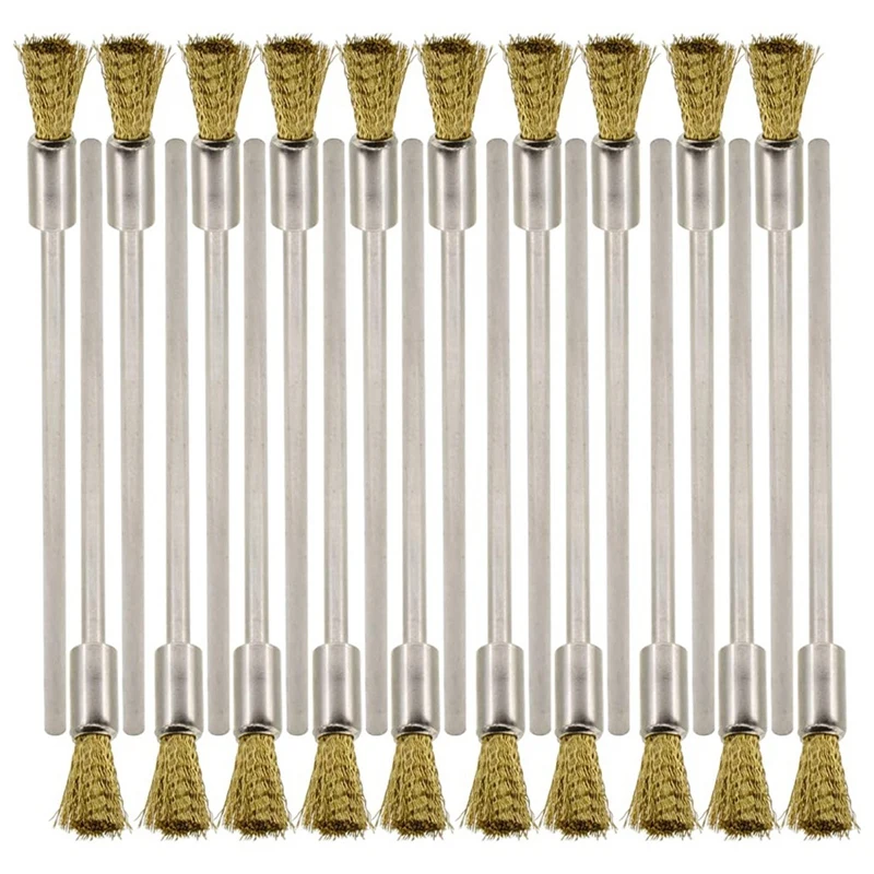 

20PCS Brass Wire Brushes With Extended Handle - Metal Rust Removal, Polishing, Cleaning - 6Mm Diameter Easy Install Easy To Use