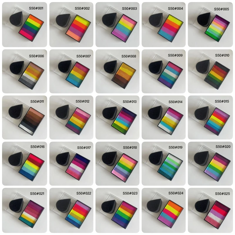 Wholesale 50g Rainbow Split Cake Pastel Water Activated Eyeliner Face Painting Body Art Paint Holiday Make Up (free sponge) 2