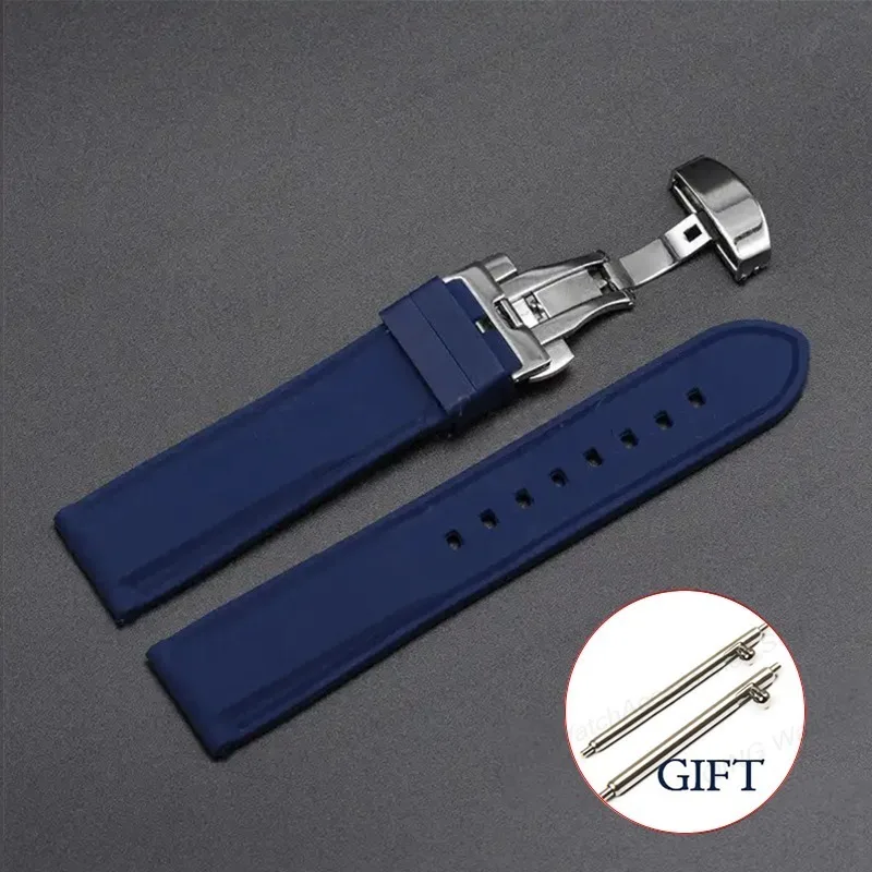 Waterproof Silicone Sport Watch Strap with Quick Release and Butterfly Buckle