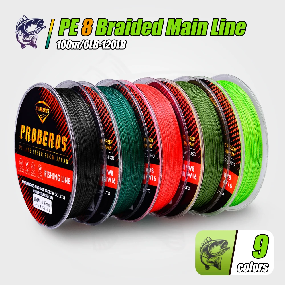 8-Strand Dyneema PE Braided Line 100 M SPINNING Reel 6LB-120LB 0.1 มม.-0.6 มม.สายตกปลา PE หน่วยความจําน้อยกว่าอุปกรณ์ตกปลา 1