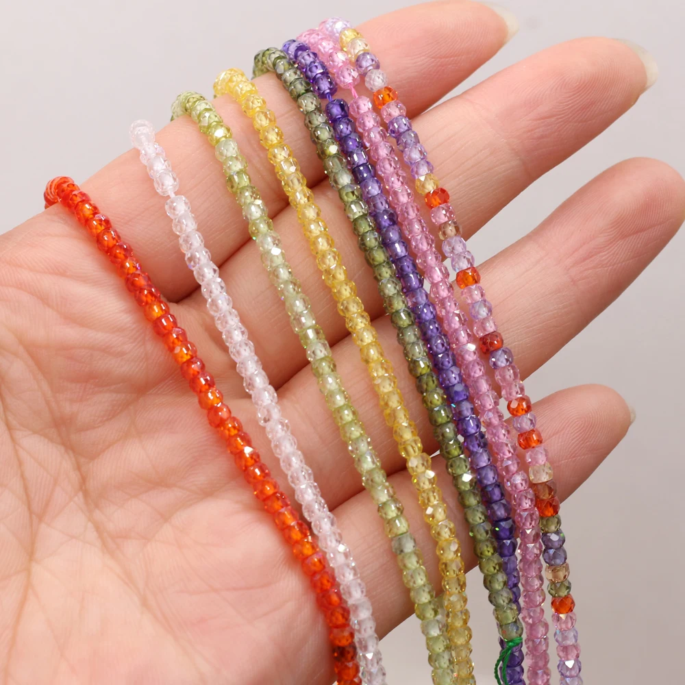 

Natural Stone Zircon Beads Small Faceted Shiny Bead for Jewelry Making Women Fashion Bracelet Necklace Gifts 2x3mm