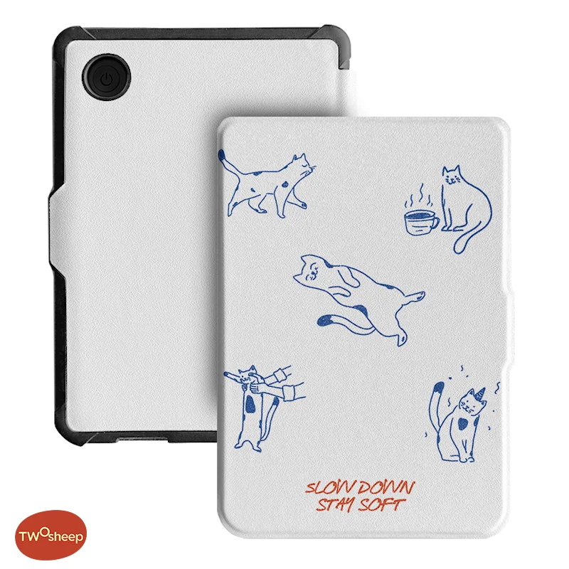 Cat Line Art Illustration 6 Flip Cover with TPU Soft Shell