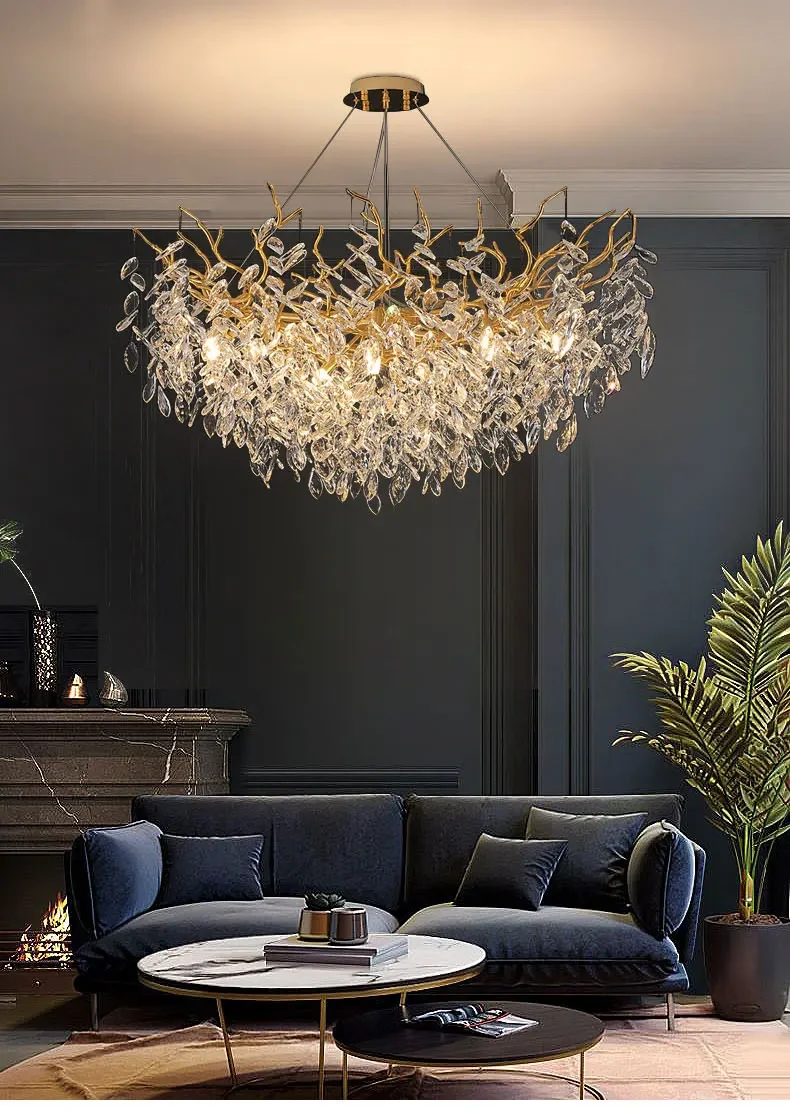 Description Picture 2 of itemModern Gold Luxury Crystal Chandeliers for Living Room Large Led Ceiling Chandelier Hanging Lamp Lighting Fixture Room Decor
