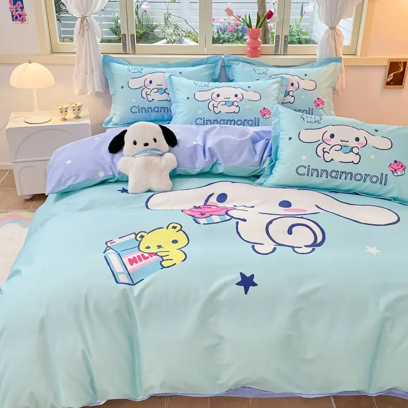

Kawaii Sanrio Cinnamoroll Мультяшные принадлежности для кровати спальня простыня покрывало мягкие удобные принадлежности для студенческого общежития