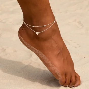 Female Heart  Anklets Bracelet Sandals Foot Jewelry Leg New Anklets on Foot Bracelets for Women Leg Chain Jewelry Accessories 1
