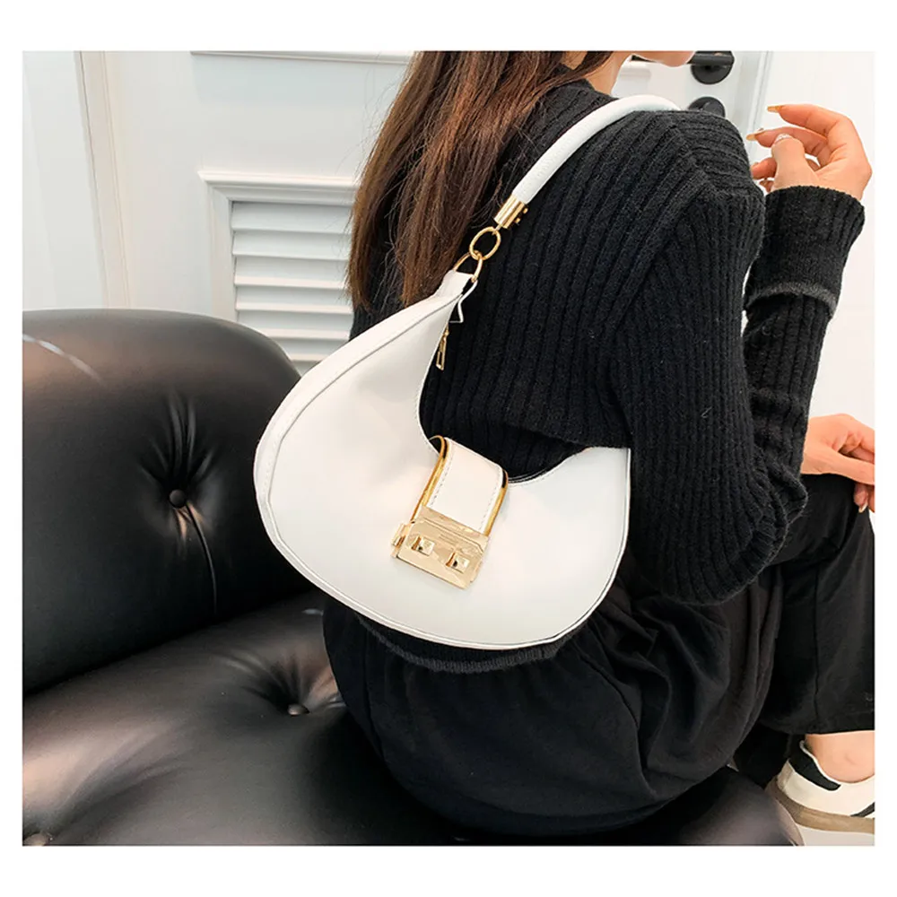 PU Solid Color Single Shoulder Women's Bag Versatile Underarm Bag
