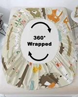 Trees Children Animal Fox Rabbit Queen Size Bed Mattress Fitted sheet Elastic Rubber Band Non-slip Bed Sheet Pillowcase Set 4