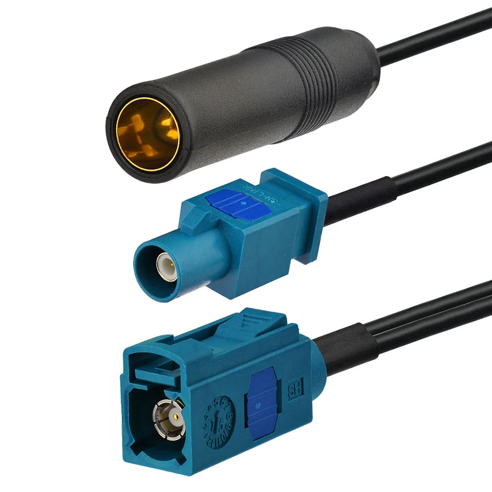 

Superbat Fakra Water Blue Straight Jack to Fakra Water Blue 1 Straight Plug to DIN Straight Jack RG174 15cm V shape