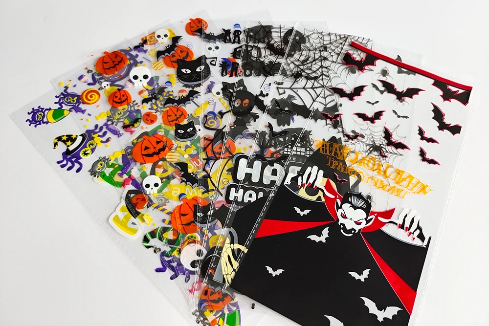 50 Stück Halloween-Geschenktüten mit Kürbis-, Geister- und Fledermaus-Motiven für Süßigkeiten und Kekse, Geschenkverpackung, Süßes oder Saures, Halloween-Dekoration – Detail 13