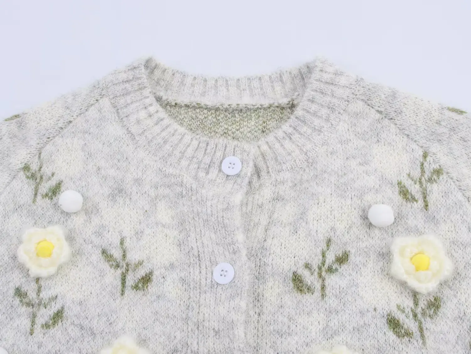 Women Korean-Style Floral Soft Knitted Cardigan Autumn Winter Daily Commute Slimming Knitted Coat Elegant Short Sweater Jacket