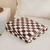 Retro Checkerboard Plaid Flannel Blanket Super Soft Warm Throw Blanket Office Sofa Cover Bedspread Gift Blankets 4