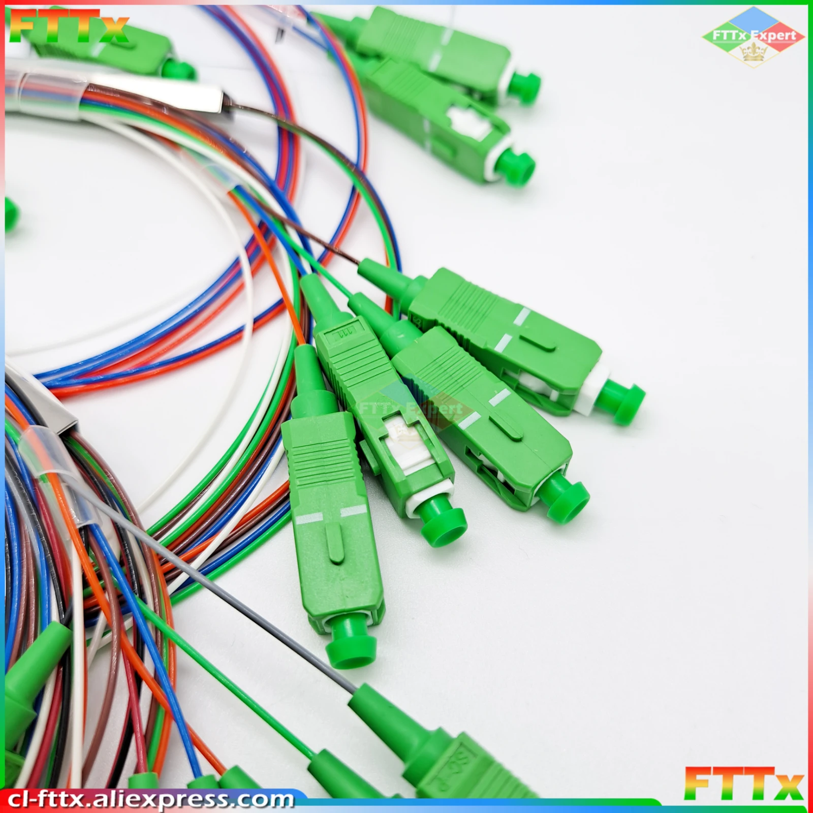 10PCS/Lot FTTH PLC Splitter 1X16 SC/APC SM 0.9mm G657A1 1m PVC Fiber Optic Splitter