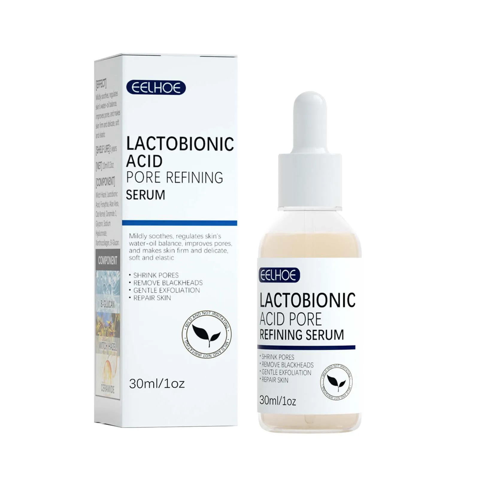 EELHOE Lactobionic Acid Pore Shrink Face Serum Skin Repair Remove Blackheads Acne Skin Care Lasting Moisturizing Korean Cosmetic 2