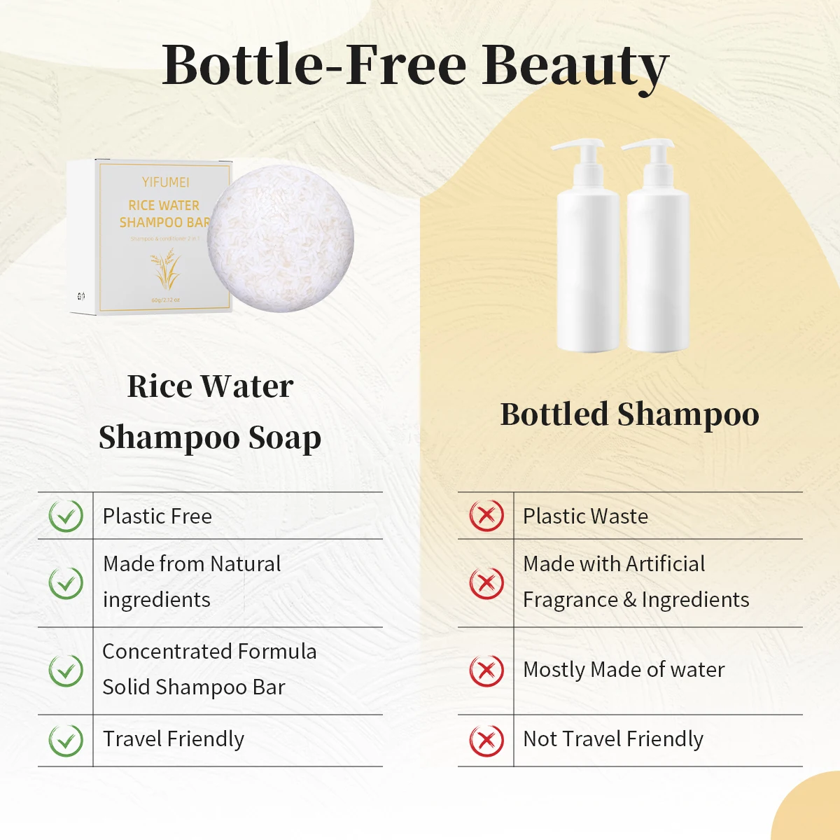Rice Soap Shampoo Handcrafted Natural Ingredients Rice Water Soap Shampoo Bar for Hair Growth Straight Curly Wavy Care