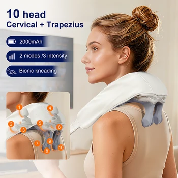 10 teste forte mano pizzicare collo e spalle massaggiatore wireless trapezius schiena vita collo cervicale impastare scialle da massaggio