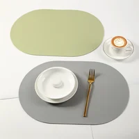 Leather Placemat Oval Oil-Proof Table Mat Home Dining Kitchen Table Placemat Design Dining Waterproof Heat Resistant Home Decor 2