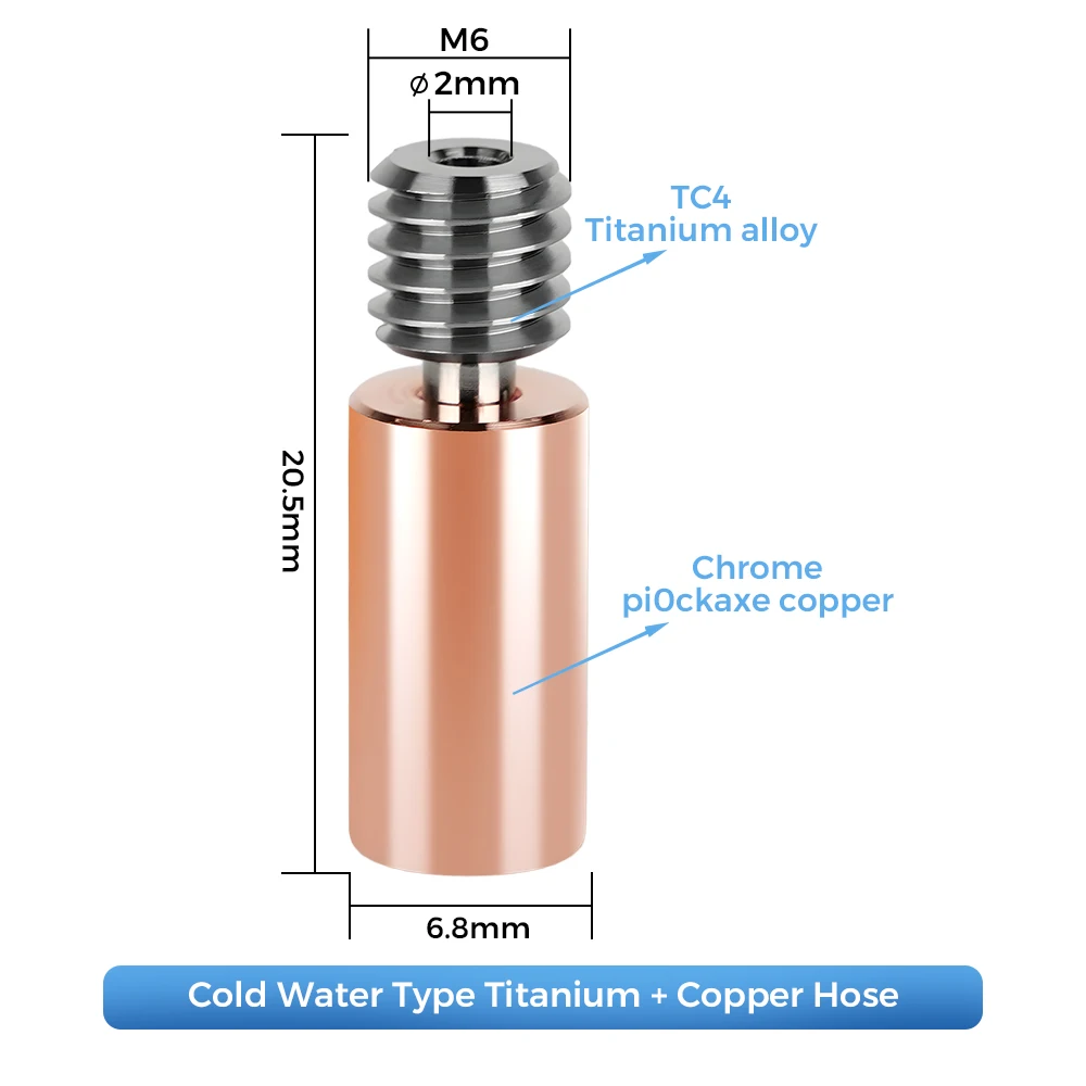 E3D V6 Titanium Alloy Copper Bi-metal Throat Heatbreak Throat For E3D V6 HOTEND Heater Block For CR10S CR6 SE 3D Printer Parts