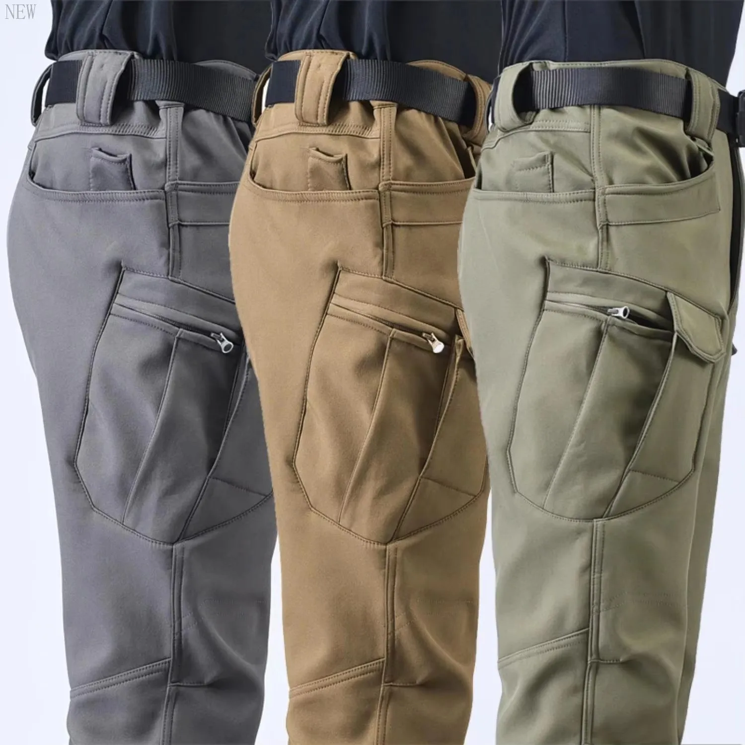 Winter Cargo Hosen Männer Fleece Liner Taktische Hosen Camping Wandern Jagd Soft Shell Hosen Wasserdichte Elastische Warme Hosen
