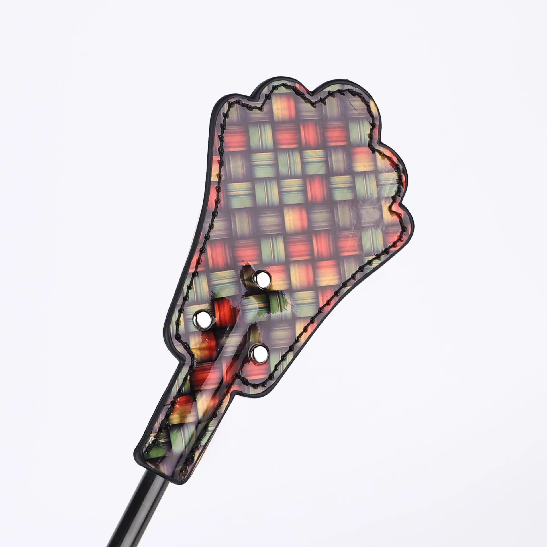 Neon Grid Pattern PU Leather Horse Whip,Horse Riding Bat Flogger Whip for Horse Training 49cm 3