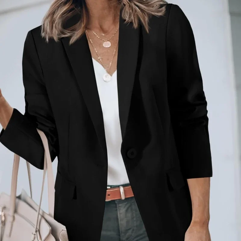 Solid Color Women&rsquo;s Casual Blazers Coat Open Front Long Sleeve Work Office Suit Jackets Blazer