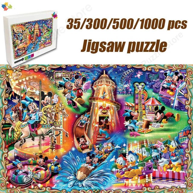 Feliz natal quebra-cabeça disney príncipe e princesa mickey mouse  300/500/1000 peças puzzle para o jogo da família presentes de natal -  AliExpress