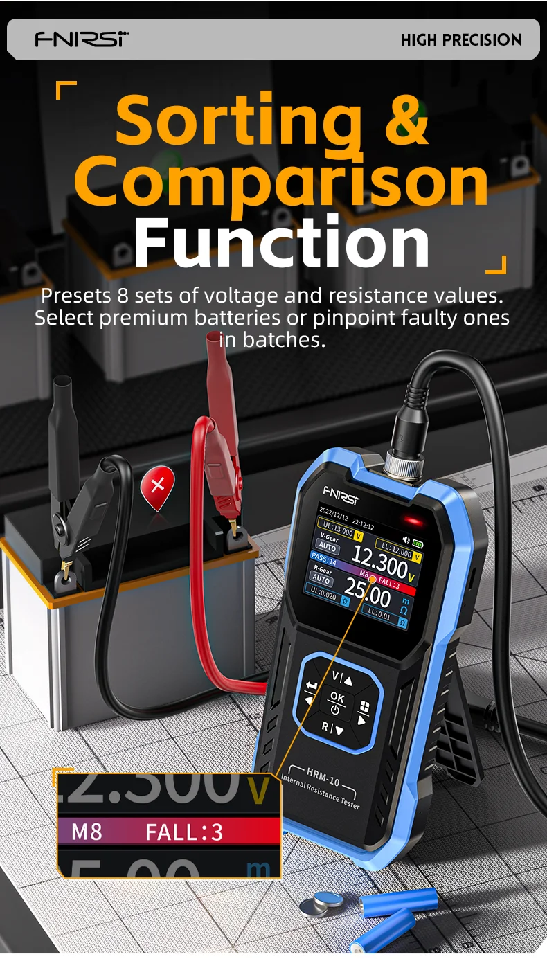 HRM-10 Automotive Tester, 18650 High Precision, AC Lithium Lead Acid Battery Vol