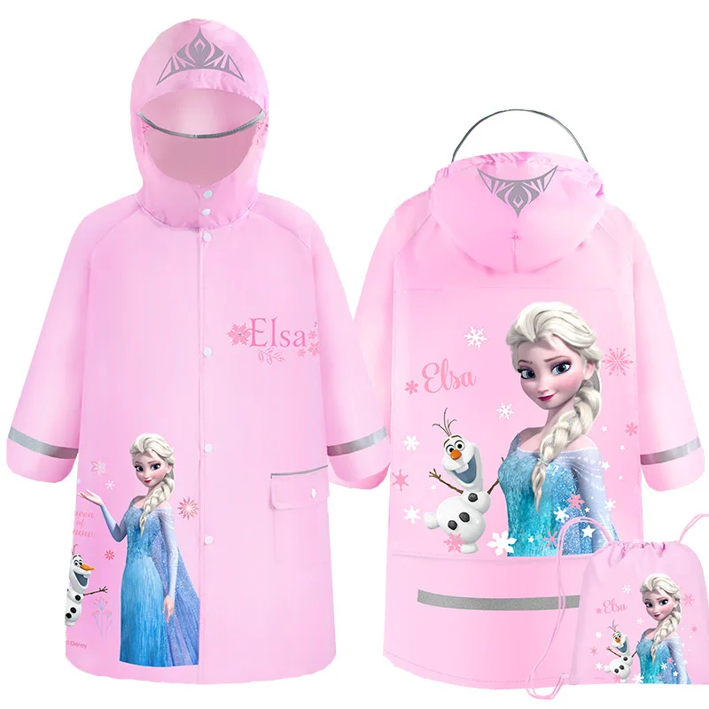 Children Raincoat Girls Frozen with Schoolbags Thickened Toddler Children Baby Pupils Poncho Rain Coats Waterproof with Hood