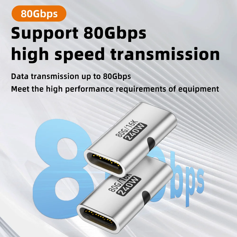 USB C 암-암 어댑터 PD 240W 80Gbps 16K 60Hz 비디오 - 썬더볼트 4/3 맥북 프로/에어 아이패드 USB-C 허브와 호환
