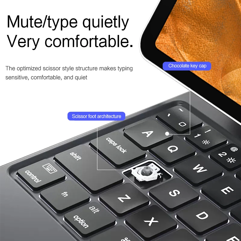 Teclado Mágico para Samsung Galaxy Tab Tablet Japonês Alemão Hebraico Coreano Francês s7 s8 s9 11 Polegadas Sm-x710 Sm-x700 Sm-t870 - Imagem 5