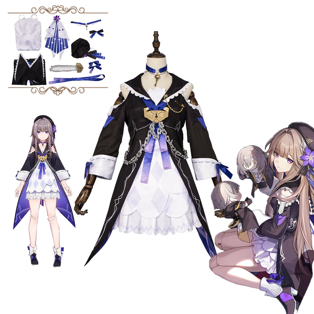 

Game Honkai Herta Cosplay Costume Fantasia Girls Halloween Carnival Party Women Role Disguise Clothes Cute Lolita Dress Hat Set