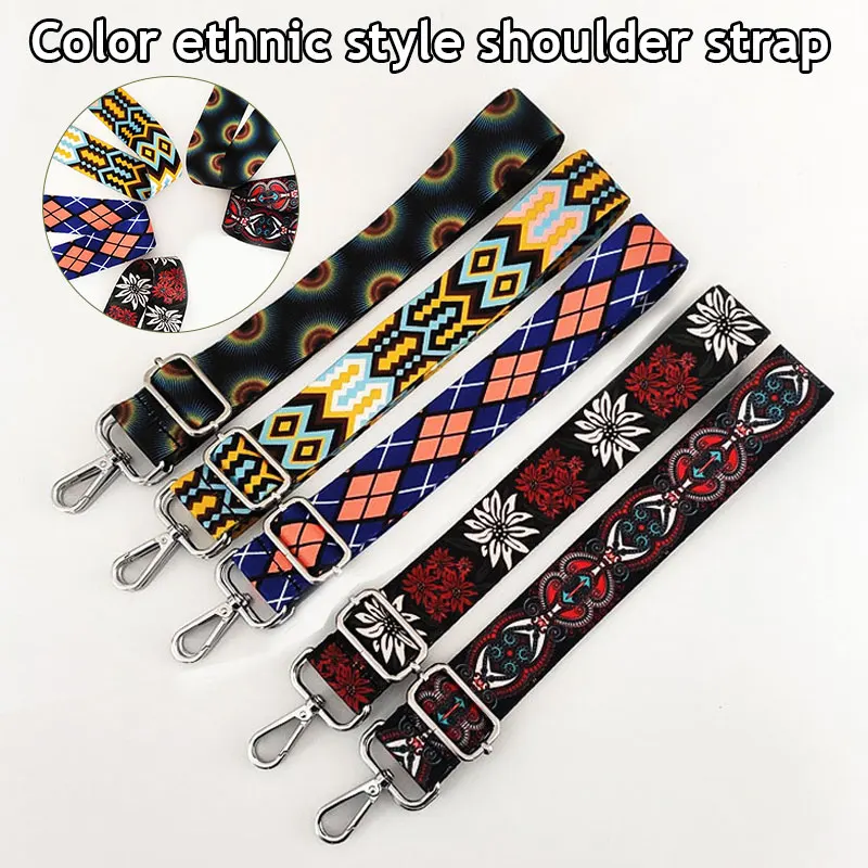 

3.8cm Ethnic Style Shoulder Crossbody Bag Strap Women Jacquard All-match Adjustable Replacement Strap Accessories For Handbags