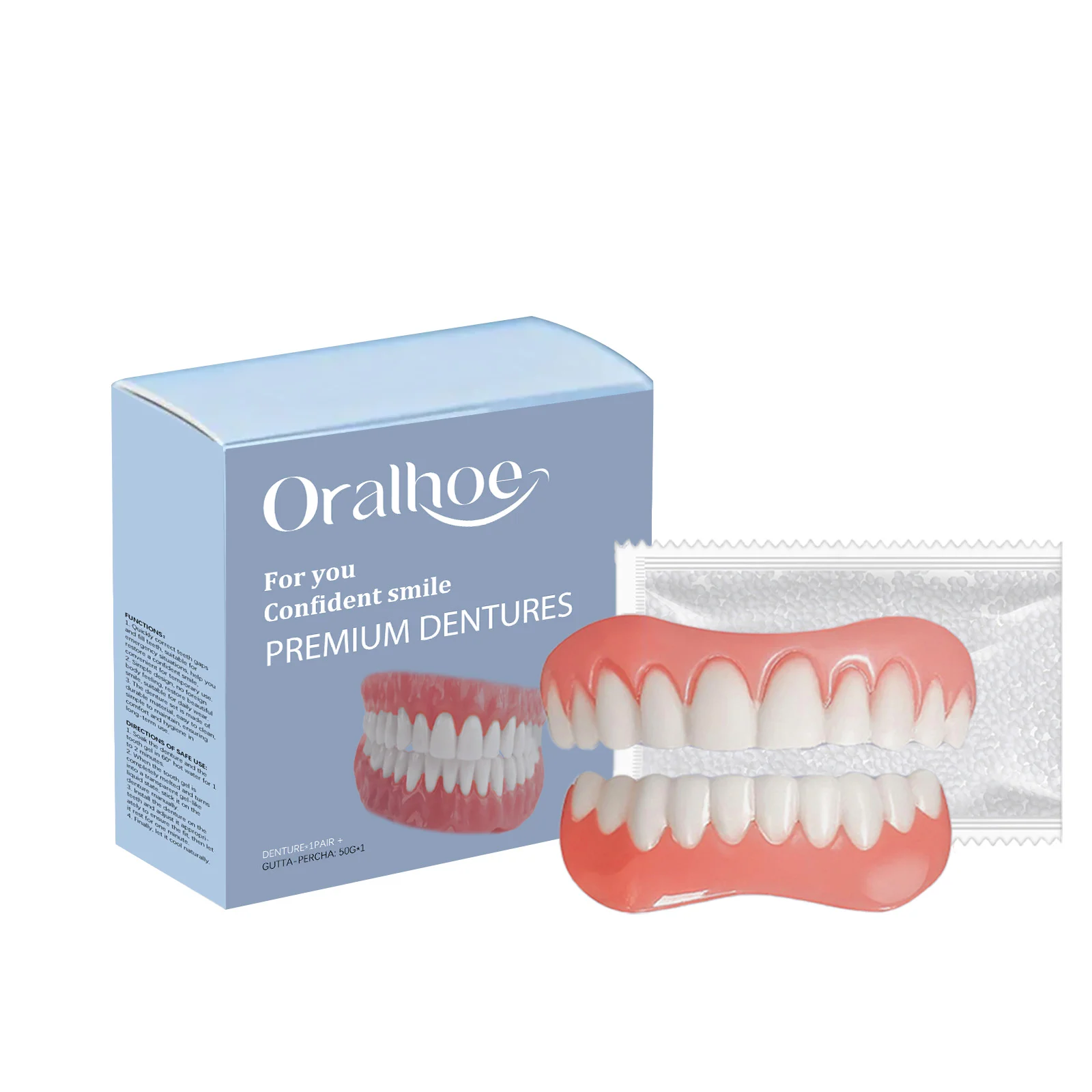 Silicone Reline Denture Set - daily comfort and aesthetics, enhances a natural smile, dental care kit