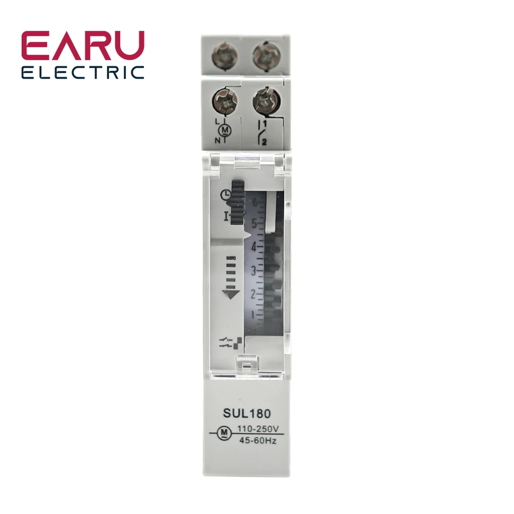 SUL180a 15 Minutes Mechanical Timer 24 Hours Programmable Din Rail Timer Time Switch Relay Measurement Analysis Instruments New