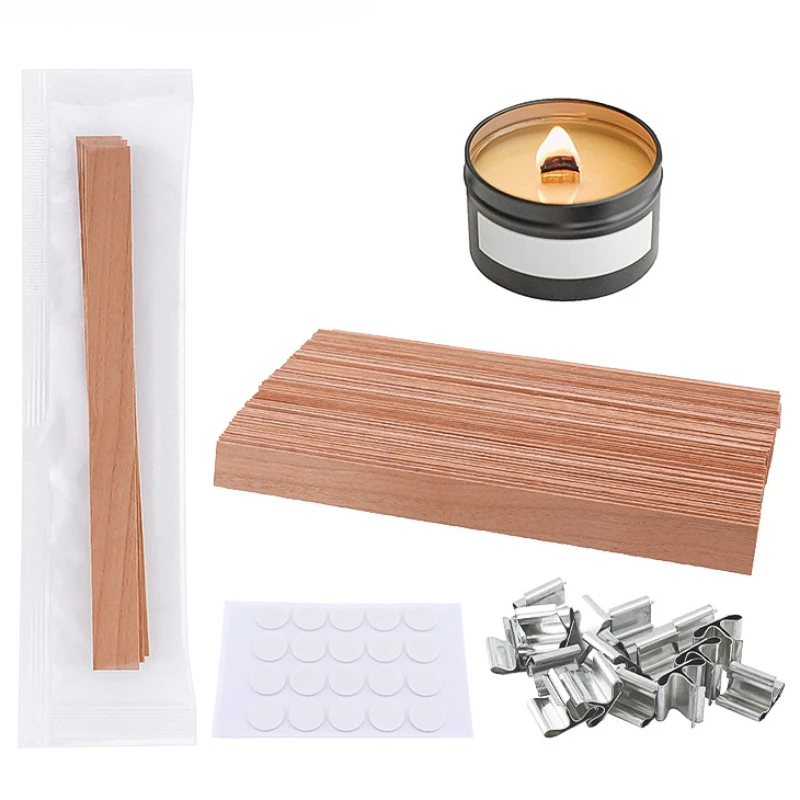 Candle Making Kit 20pcs Wooden Candles Wick Smokeless Candle Core with Clip Base Handmade Wood Core Candlewick candle wicks candle wick candle making kit candle making tool