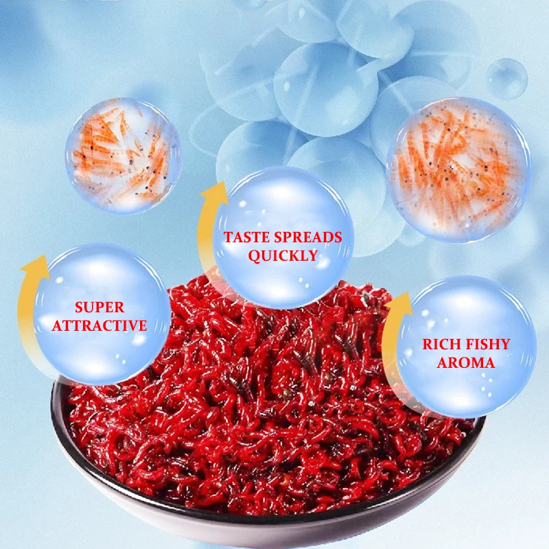 100g Krill Red Worm Fishing Baits Strong Fishy Smell Carp Fishing Bait Freshwater Fish Lure Red Worm Fresh Shrimp Powder Bait 3