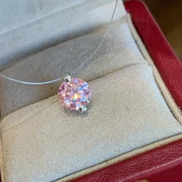 Collier ras du cou en argent sterling 925 avec moissanite transparente de 6,5/9 mm, bijou classique pour femme, idéal pour fiançailles et mariage 2