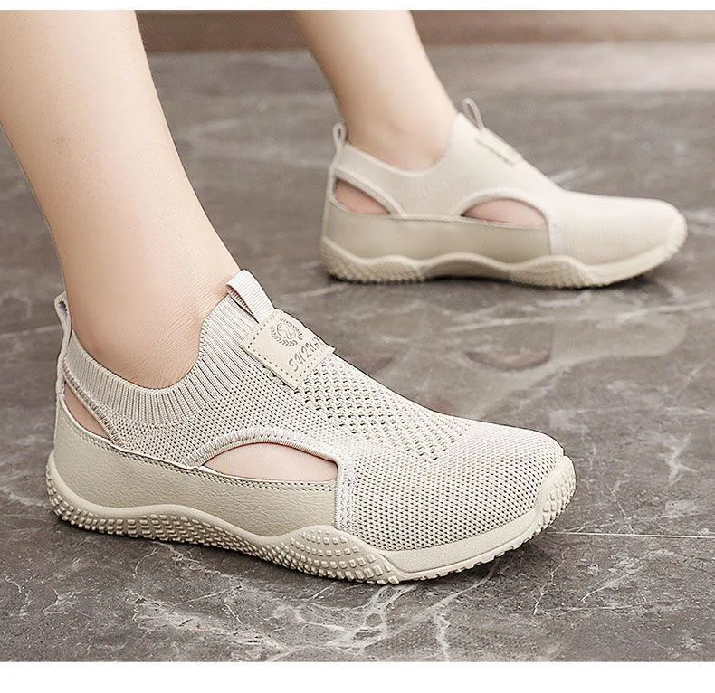 Damen Sommer Weiße Schuhe Koreanischer Stil Ins Mode Atmungsaktive Strick-Freizeitschuhe – Detail 11