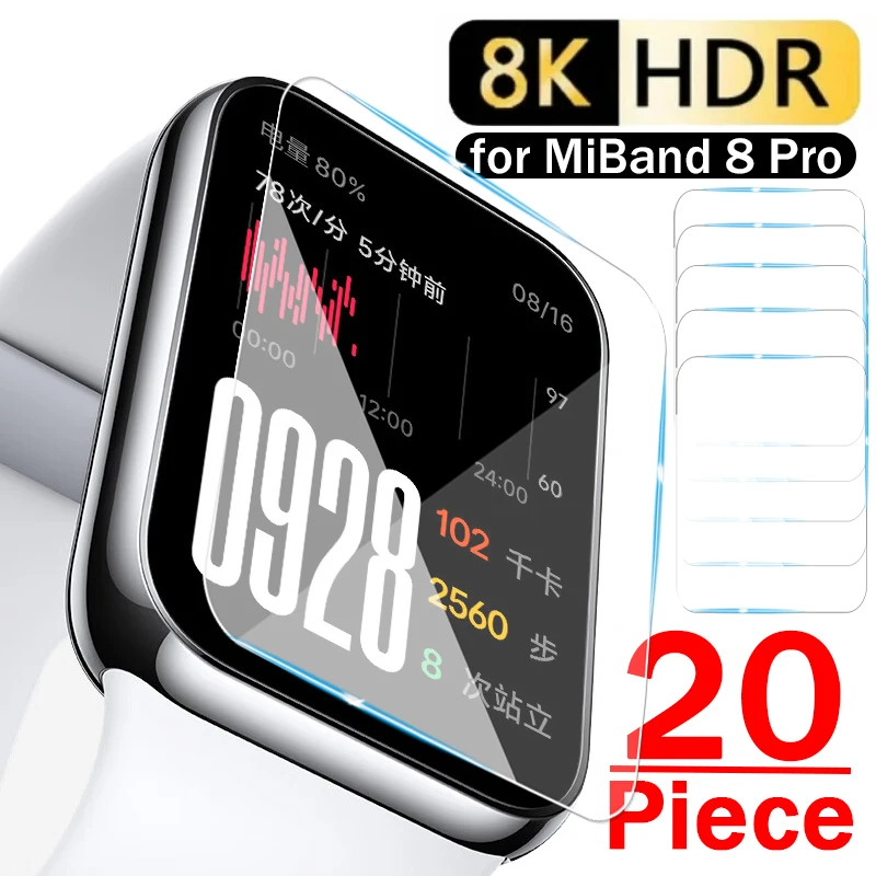 

20/10/5/1 упаковка закаленное стекло пленки 9H полное покрытие протекторы для Xiaomi Band Mi Band 8 Pro защита экрана от царапин