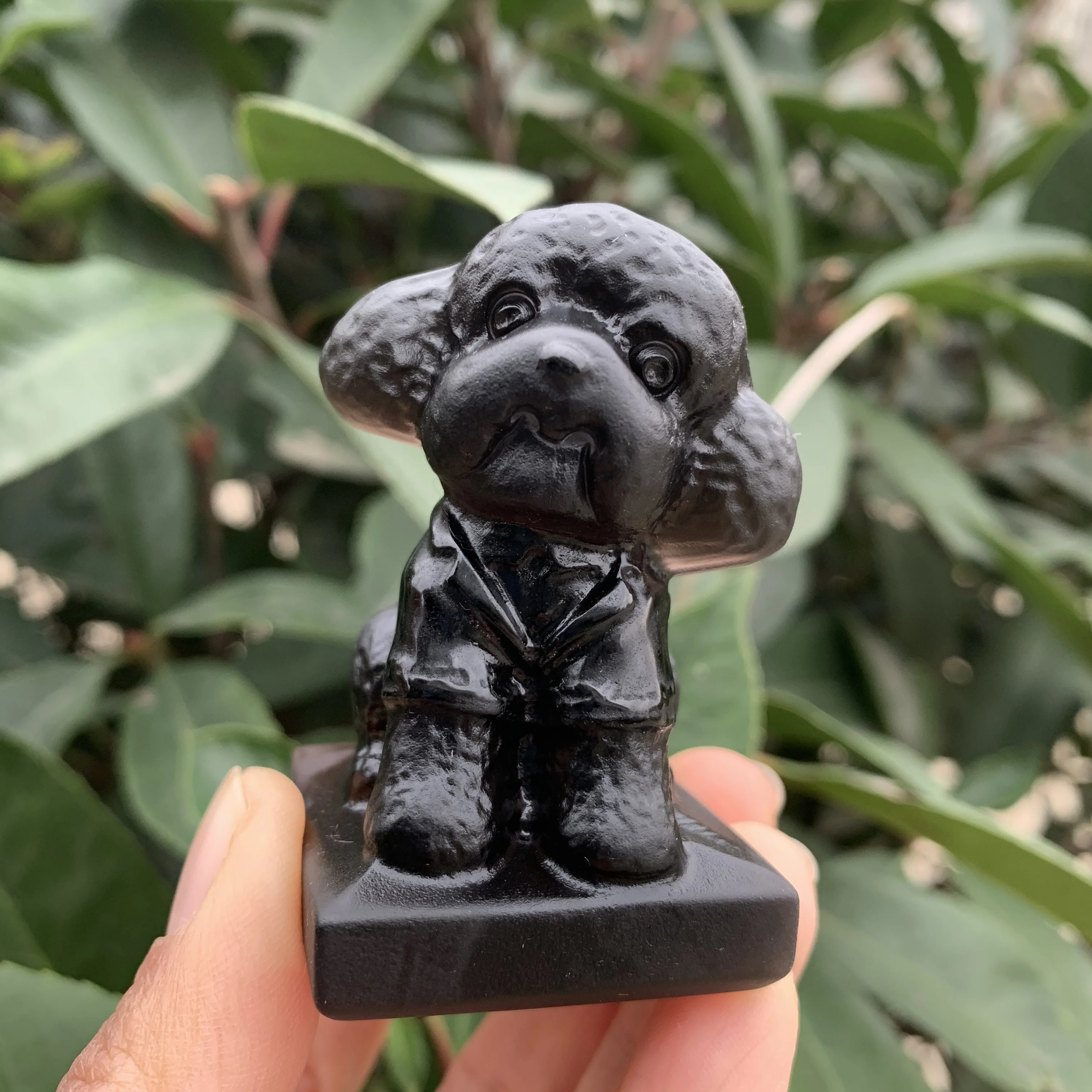 

Фигурки животных из натурального льда, обсидиана, резной драгоценный камень, кристалл, милая собака