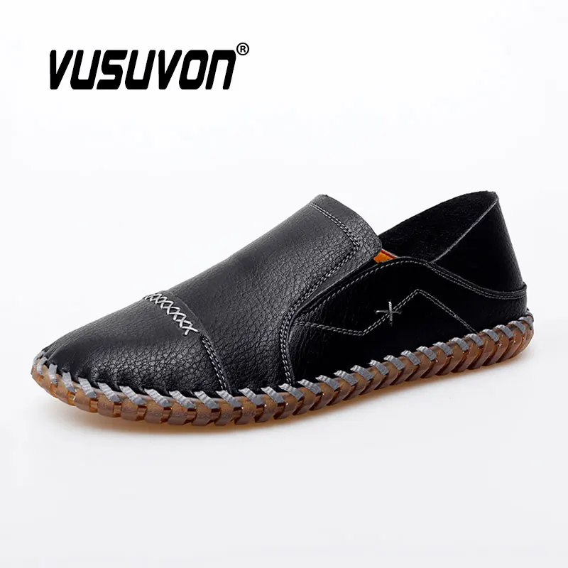 

Fashion Men Shoes Breathable Cow Leather 38-47 Size Boys Loafers Black Soft Outdoor Casual Autumn Mules Dress Work Flats