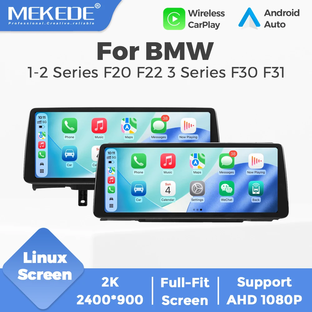MEKEDE Reproductor Multimedia para Auto con Pantalla Linux de 12.3" 2K, Carplay Inalámbrico, Android Auto, Radio para BMW Serie 1 2 3 4 F20 F21 F22 F23 F30 F31 F34 F32 F33 F36 NBT BT GPS Navegación Sistema Dual 1