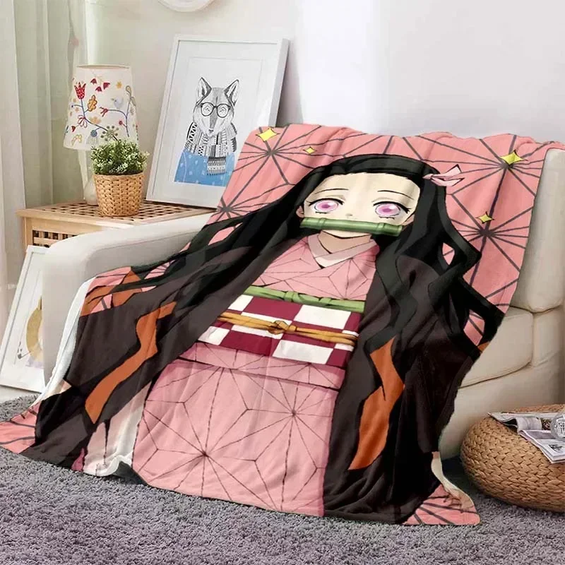Kamado Nezuko Flannel Demon Slayer Blanket Washable Sofa Cover Hiking Picnic Fashionable Leisure Napping Throw Blankets 5
