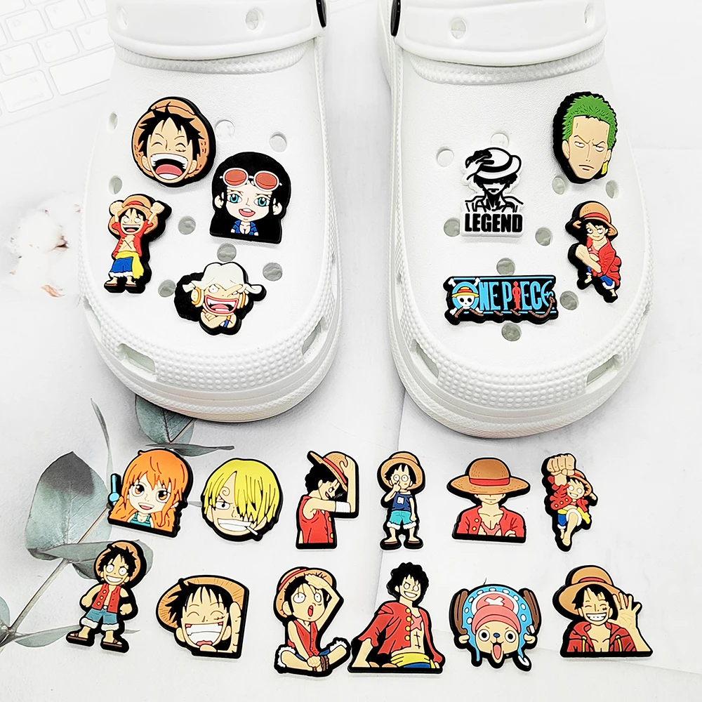 1pcs New One Piece Luffy Anime Character Cartoon Shoe Charms Shoes Accessories Decoration Buckle fit Clog Kids X-mas Party Gifts