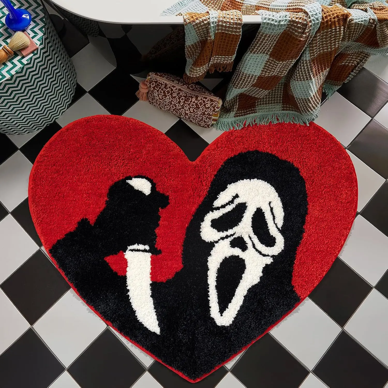 Vikama Halloween Fright Face Imitation Cashmere Carpet Soft Non-Slip Living Room Bedroom Floor Mat Home Decor Bathroom Floor Mat floor mat