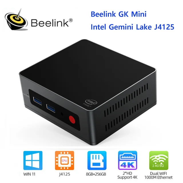 Beelink GK Mini Windows 11 MINI PC Intel Celeron J4125 8GB 128GB 256GB 5.8G WiFi 1000M LAN 4K Mini PC Gamer VS GK3V 1