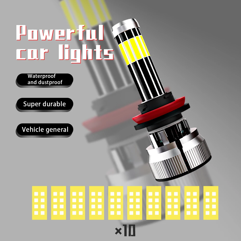 PANDUK H7 LED Light 10 Sides H4 Led Lamps 86000LM H11 H9 H8 Car Headlight 9005 HB3 9006 HB4 6000K 200W Auto Bulbs 360 Degree 12V