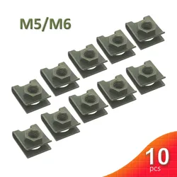 10pcs U Type Clips with Nuts M6 6mm M5 5mm Armygreen Rustproof Anti-rust for Car Motorcycle Scooter ATV Moped